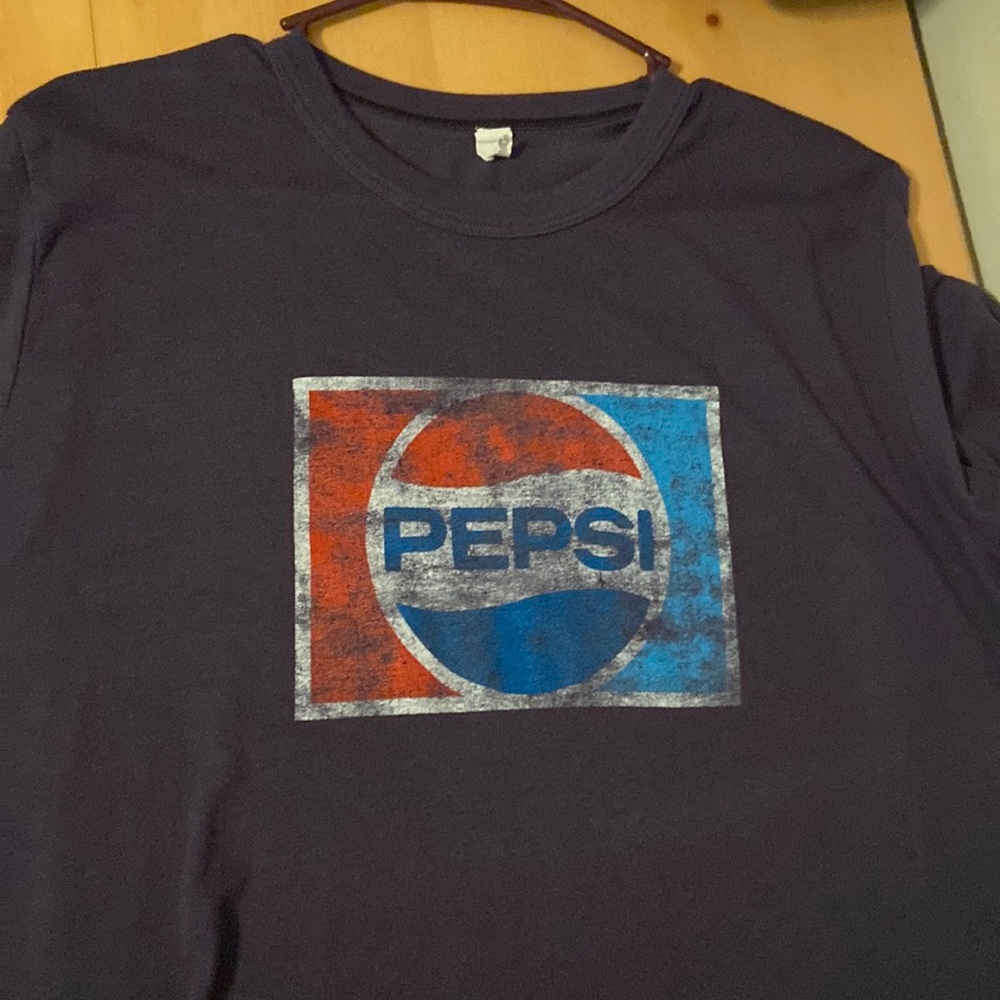 Vintage Pepsi Logo Distressed Navy Graphic Tee XL